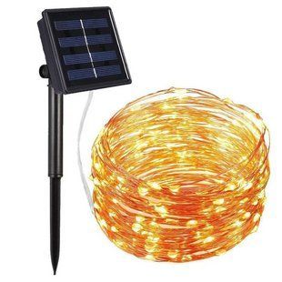 Вулична гірлянда для дерев і веранд led крапля роси solar від сонячної батареї 100 led 10 метрів, жовта 16910 фото