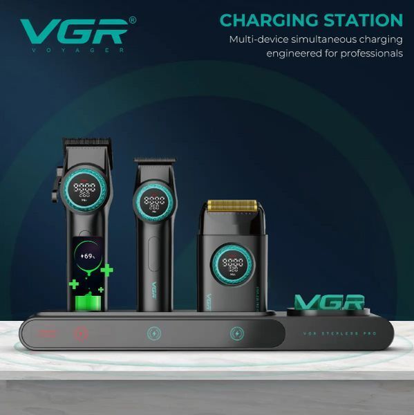 Комплект для стриження VGR STEPLERSS PRO 3 IN 1 BLACK, машинка для стриження (Clipper), тример, шейвер 10435 фото