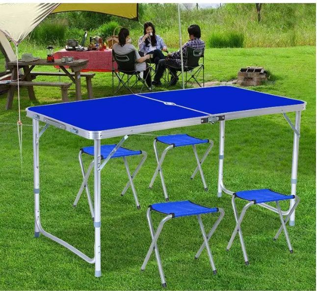 Складной туристический стол + 4 стула Folding Table 120x60 см, компактный стол 05897 фото