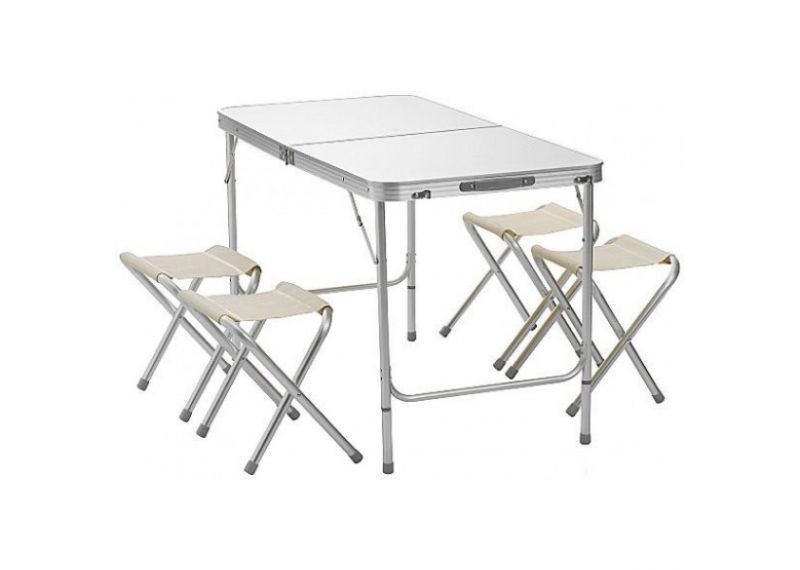 Складной туристический стол + 4 стула Folding Table 120x60 см, компактный стол 05897 фото