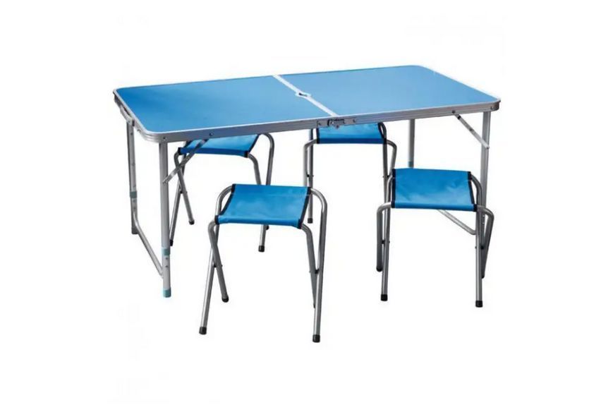 Складной туристический стол + 4 стула Folding Table 120x60 см, компактный стол 05897 фото