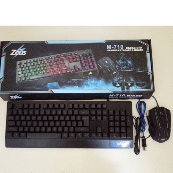 Игровая клавиатура компьютерная Zeus M710 с подсветкой + мышь, светодиодная клавиатура, клавиатура с мышкой 04958 фото