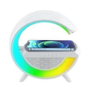 Настольная смарт лампа 3в1, ночник RGB с колонкой Bluetooth + беспроводная зарядка 00024 фото