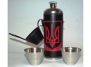 F1-2915 270 МЛ 2 Стопки в кришки + ЧОХОЛ, Армійський, портативна кишенькова фляжка з нержавіючої сталі 02915 фото