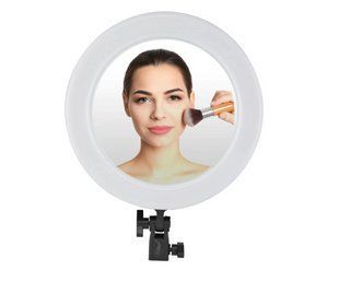 Кільцева лампа для селфи LED 26 см зі штативом + дзеркало 14324 фото