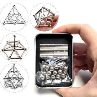 Дитячий магнітний конструктор на 63 деталі Magic Sticks and Balls Металік 07127 фото