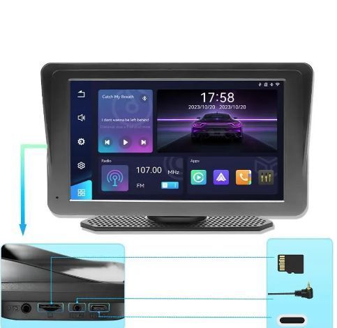 Беспроводная автомобильная стереосистема 7" Carplay 701W, Черный / Автомобильный сенсорный монитор / Портативный экран 09495 фото