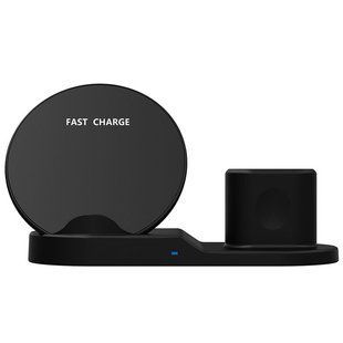 Бездротова зарядка, док-станція wireless fast charger 3in1 для трьох ґаджетів одночасно 05660 фото