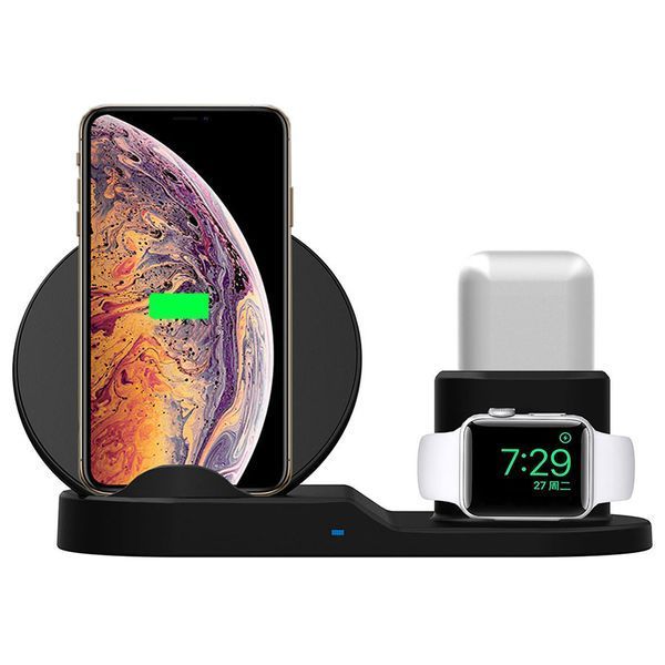 Бездротова зарядка, док-станція wireless fast charger 3in1 для трьох ґаджетів одночасно 05660 фото