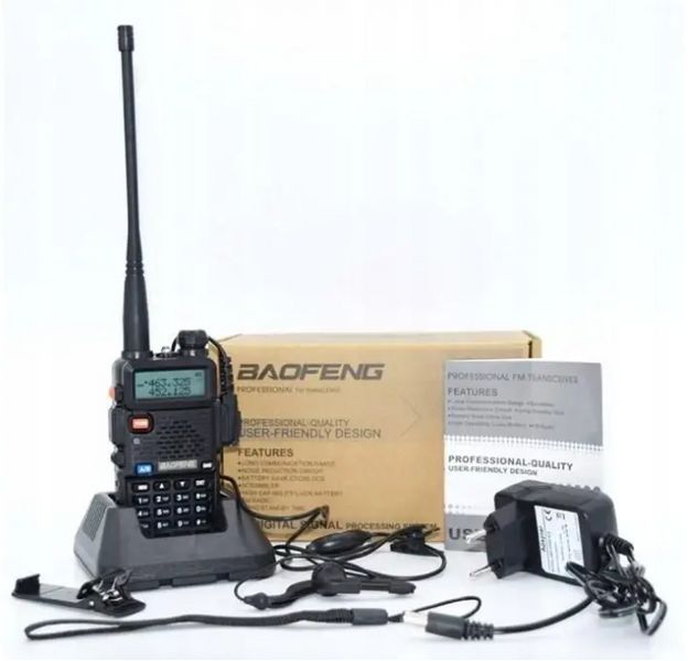 Рация Baofeng UV-5R + гарнитура - Черный 08151 фото