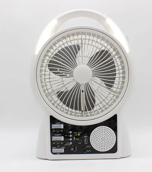 Вентилятор портативный Solar 5-в-1 6 Вт аккумулятор 5500 мАч с Bluetooth, LED-подсветкой, FM-радио, powerbank, USB Type-C, белый 17199 фото