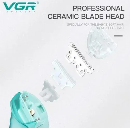 Машинка для стрижки дітей VGR V-151 Baby 3 насадки IPX7 800mAh 5W Blue 03535 фото
