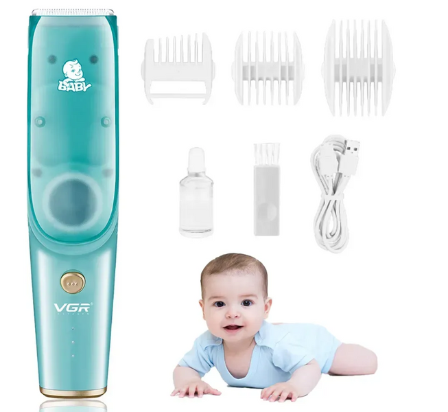 Машинка для стрижки дітей VGR V-151 Baby 3 насадки IPX7 800mAh 5W Blue 03535 фото