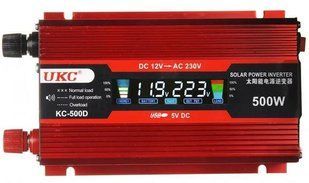 Преобразователь UKC авто инвертор 12V-220V 500W LCD KC-500D, автомобильный инвертор с лсд экраном 03738 фото