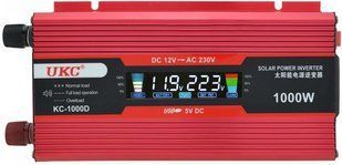 Автомобильный инвертор UKC преобразователь 12V-220V 1000W с LCD дисплеем KC-1000D 02812 фото
