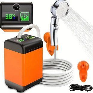 Акумуляторний портативний душ із датчиком температури та дисплеєм SHOWER-7200T 7800 mAh 07186 фото
