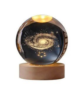 3D нічник кришталева куля &laquo;Чумацький шлях&raquo; з led підсвічуванням на дерев'яному каркасі. 62360 фото