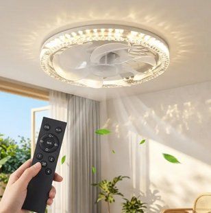 Лампа - вентилятор в патрон+пульт LED AY1035. Потолочный светильник 45W 4 скорости 17695 фото