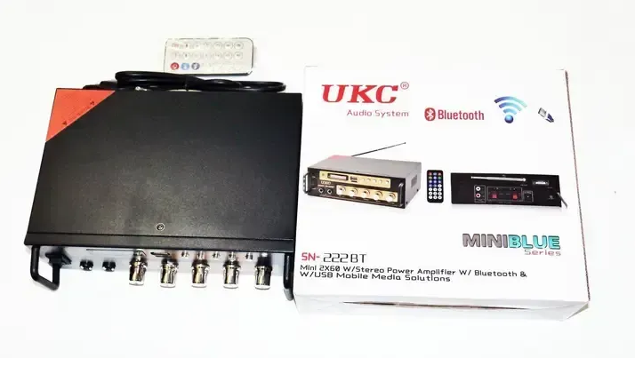 Підсилювач звуку двоканальний з USB і Bluetooth і пульт ДК, AMP SN-222 BT/ Автомобільний аудіопідсилювач 04841 фото
