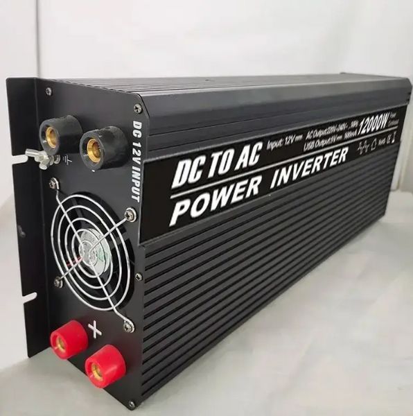 Автомобільний інвертор напруги 12000W 3064UN-12V, USB, охолодження, 3 розетки, номінал 5000 Вт 03064 фото