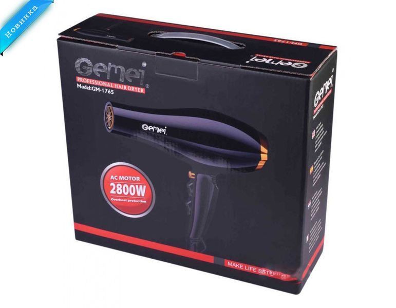 Фен для волос GEMEI GM-1765 2800 Вт 05200 фото
