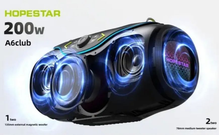 Колонка Bluetooth Hopestar A6 CLUB 200W з мікрофоном 90802 фото