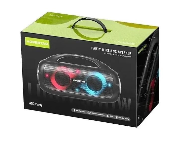 Портативна bluetooth колонка HOPESTAR A50 80W 12000mAh IPX6 + мікрофон чорний 91025 фото