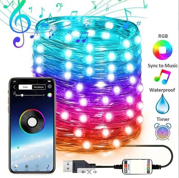 Гірлянда Led c bluetooth та керуванням з телефону 5 meter\Живлення від USB 07995 фото