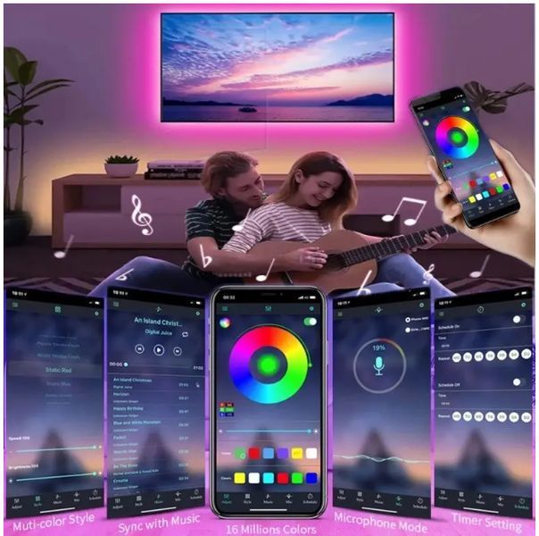 Гірлянда Led c bluetooth та керуванням з телефону 5 meter\Живлення від USB 07995 фото
