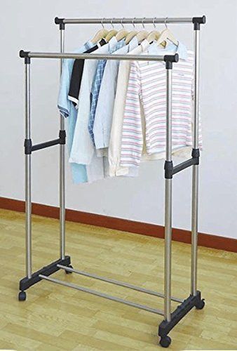 Вешалка стойка для одежды напольная телескопическая двойная Double-Pole TM-0032 02255 фото