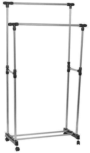 Вешалка стойка для одежды напольная телескопическая двойная Double-Pole TM-0032 02255 фото